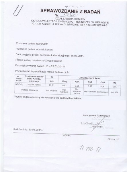 Sprzedam obornik koński małopolska