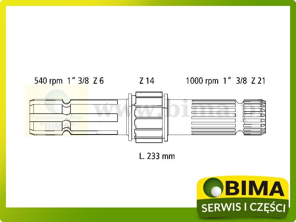 Końcówka wałka wom John Deere 6110MC,6090RC,6100RC — zdjęcie 2