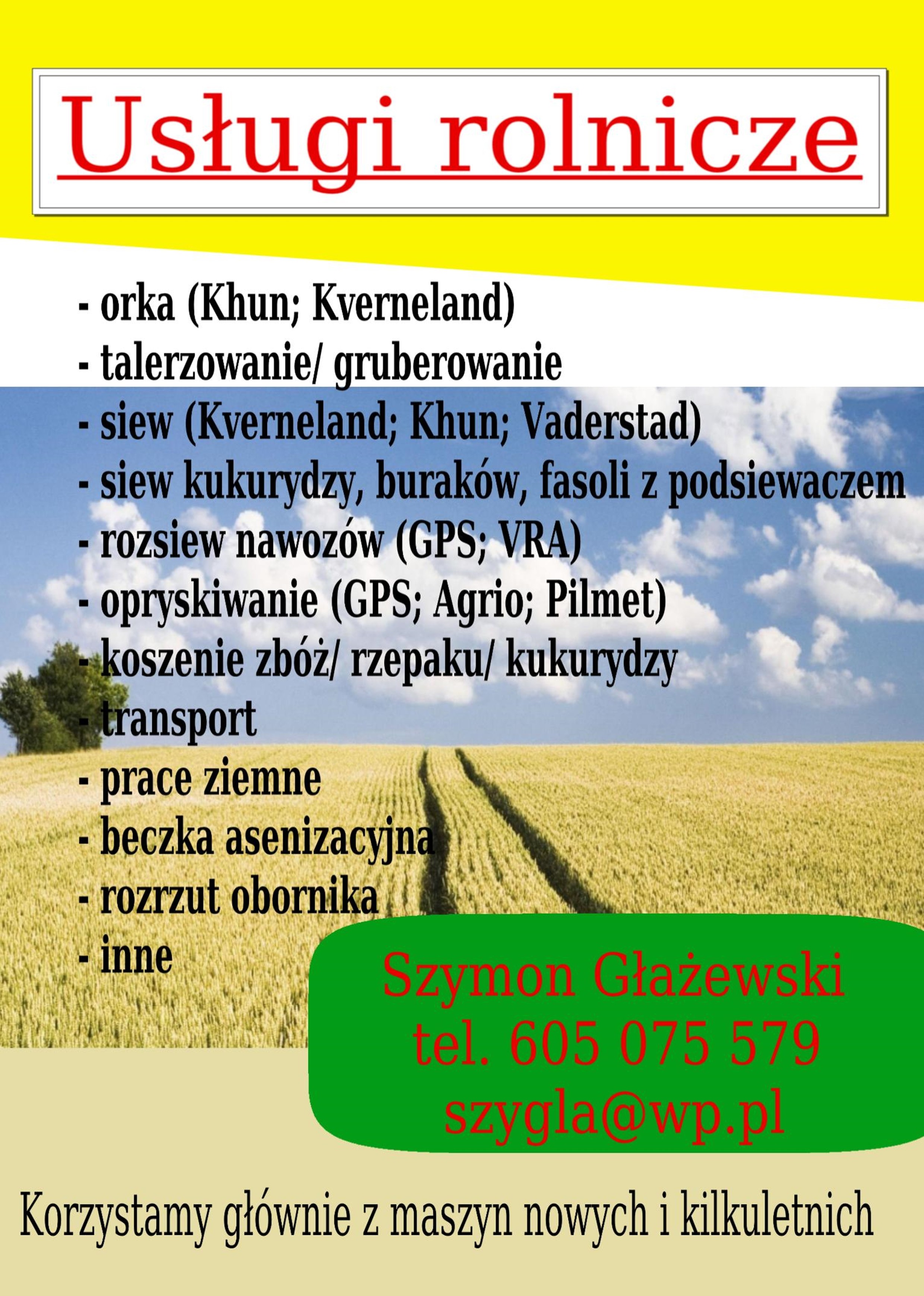 Wykonam usługę rolniczą