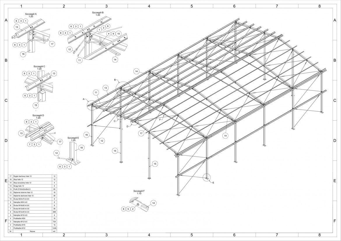 12x20 m. Konstrukcja stalowa hali hala wiata magazyn obora kurnik hal — zdjęcie 1