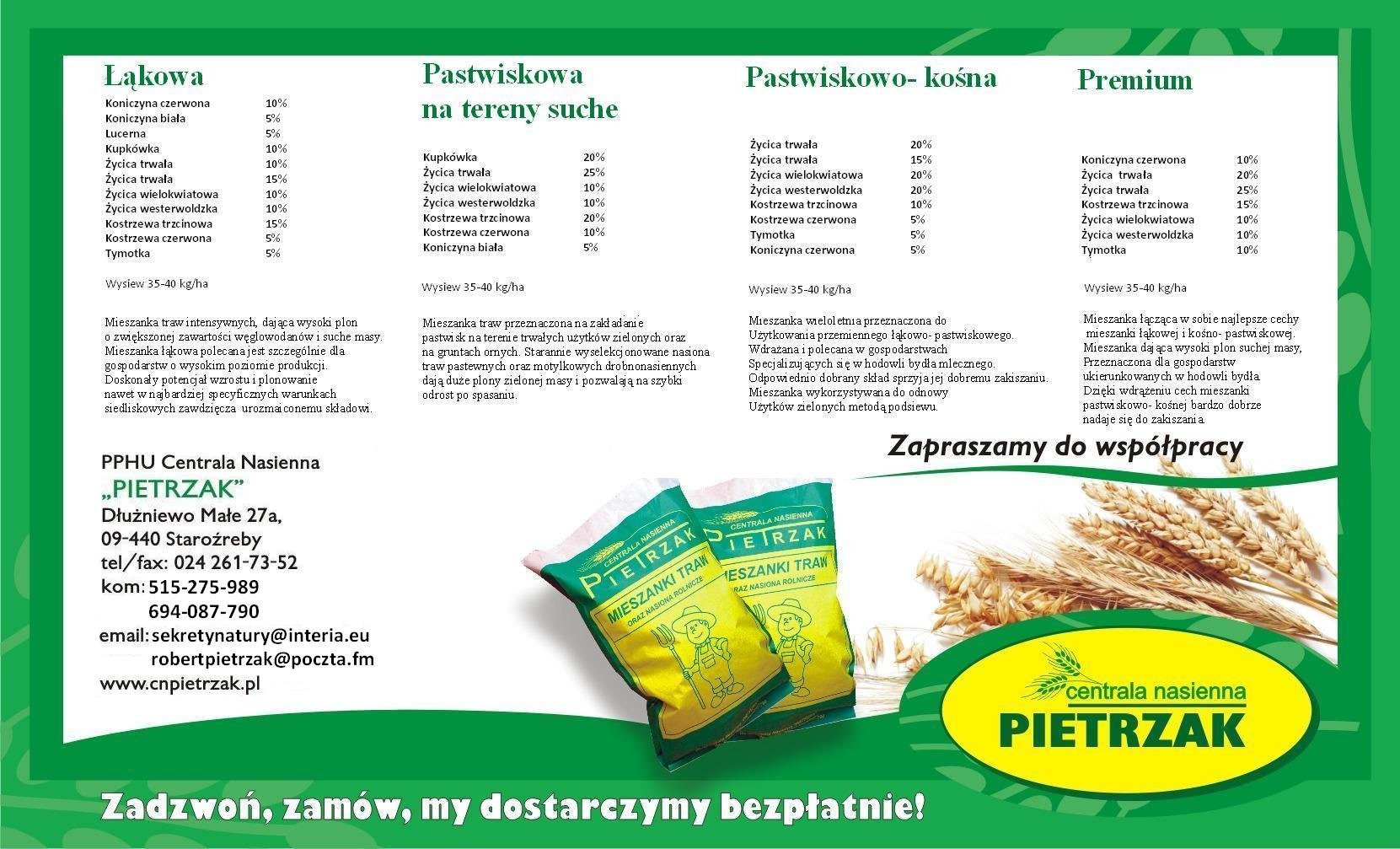 Mieszanki traw pastewne i ekologiczne