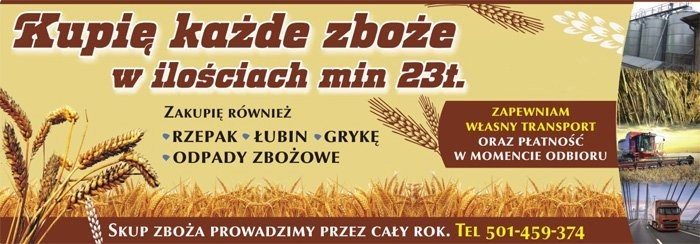 Kupię każde zboże min 23t