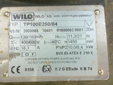 POMPA WODNA WILO TYP TP100E250/84 — zdjęcie 2