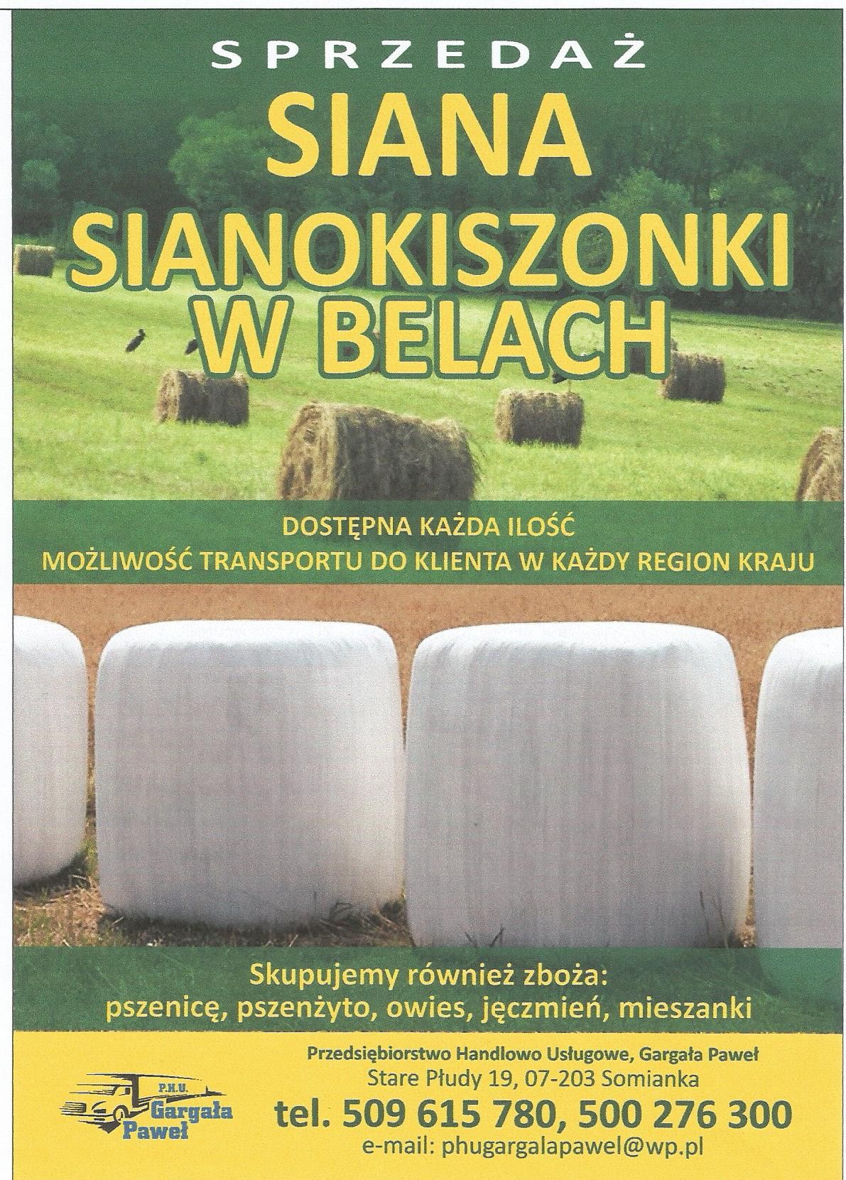 Sprzedam Siano Bele z Dostawa do Klienta + Odbiór zboża — zdjęcie 1