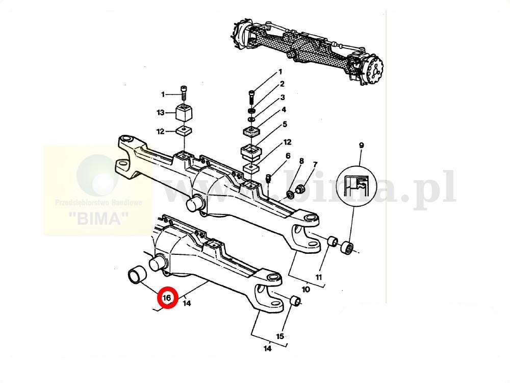 Tuleja zawieszenia przedniej osi MF Massey Ferguson 3095, — zdjęcie 2