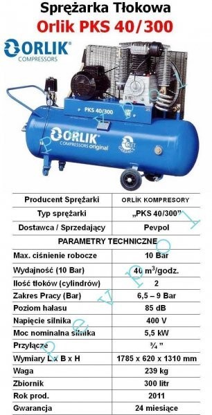 Orlik, Sprężarka tłokowa, Orlik PKS 40/300