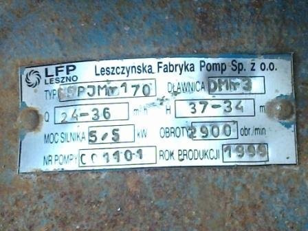 POMPA WODNA JEDNOSTOPNIOWA MONOBLOKOWA — zdjęcie 1