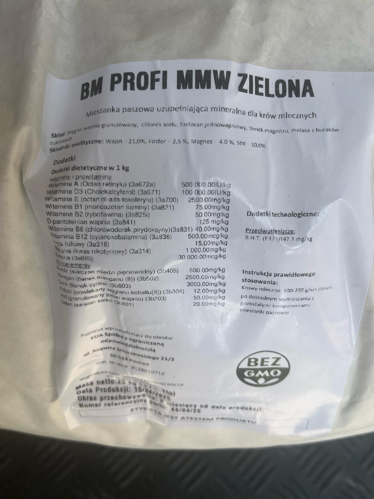 BM PROFI MMW zielona STANDARD witaminy krowy mleczne