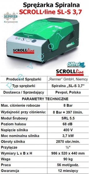 Renner, Kompresor , Sprężarka, Renner Scroll, SL-S