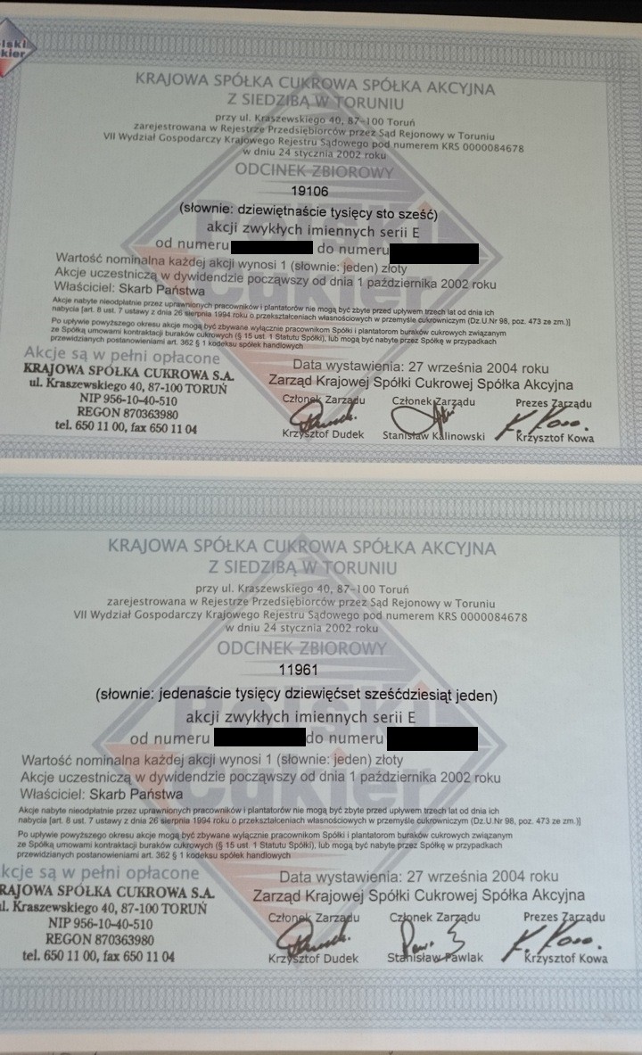 Sprzedam 31067 akcji KSC po 1.25zł za szt. Okazja - Pilne