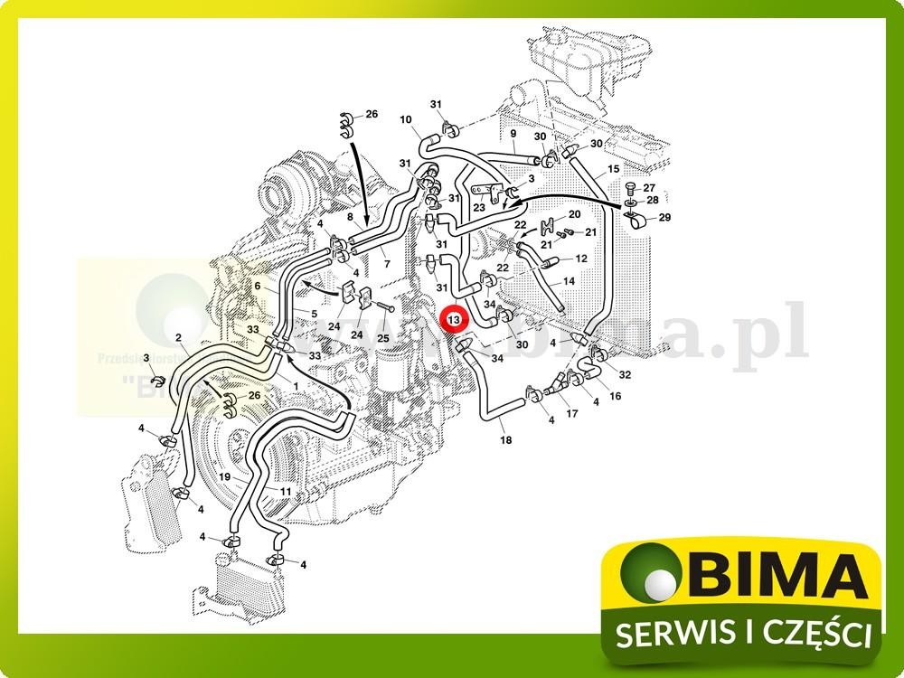 Przewód chłodnicy John Deere 6534,7130,6230,6330,6430 — zdjęcie 2