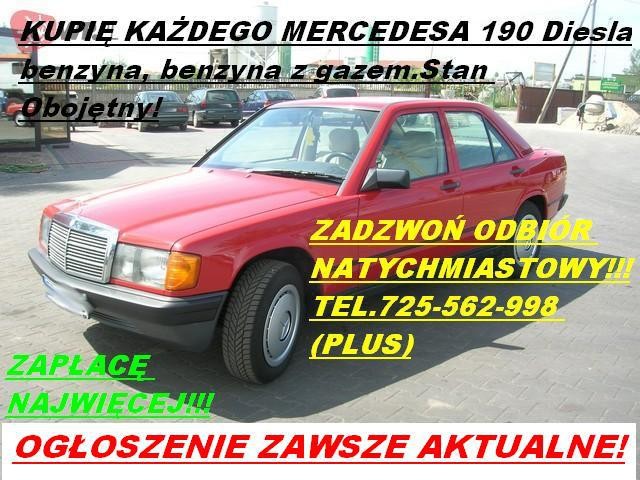 Kupię Mercedesa 190 W201 Kupie Mercedesa C - klasa W202 z rocznika od 