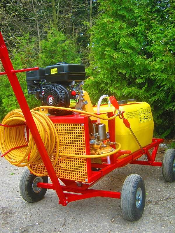 OPRYSKIWACZ SPALINOWY WÓZKOWY, ZBIORNIK 100L,  6,5 kM, 14-22l/min — zdjęcie 2