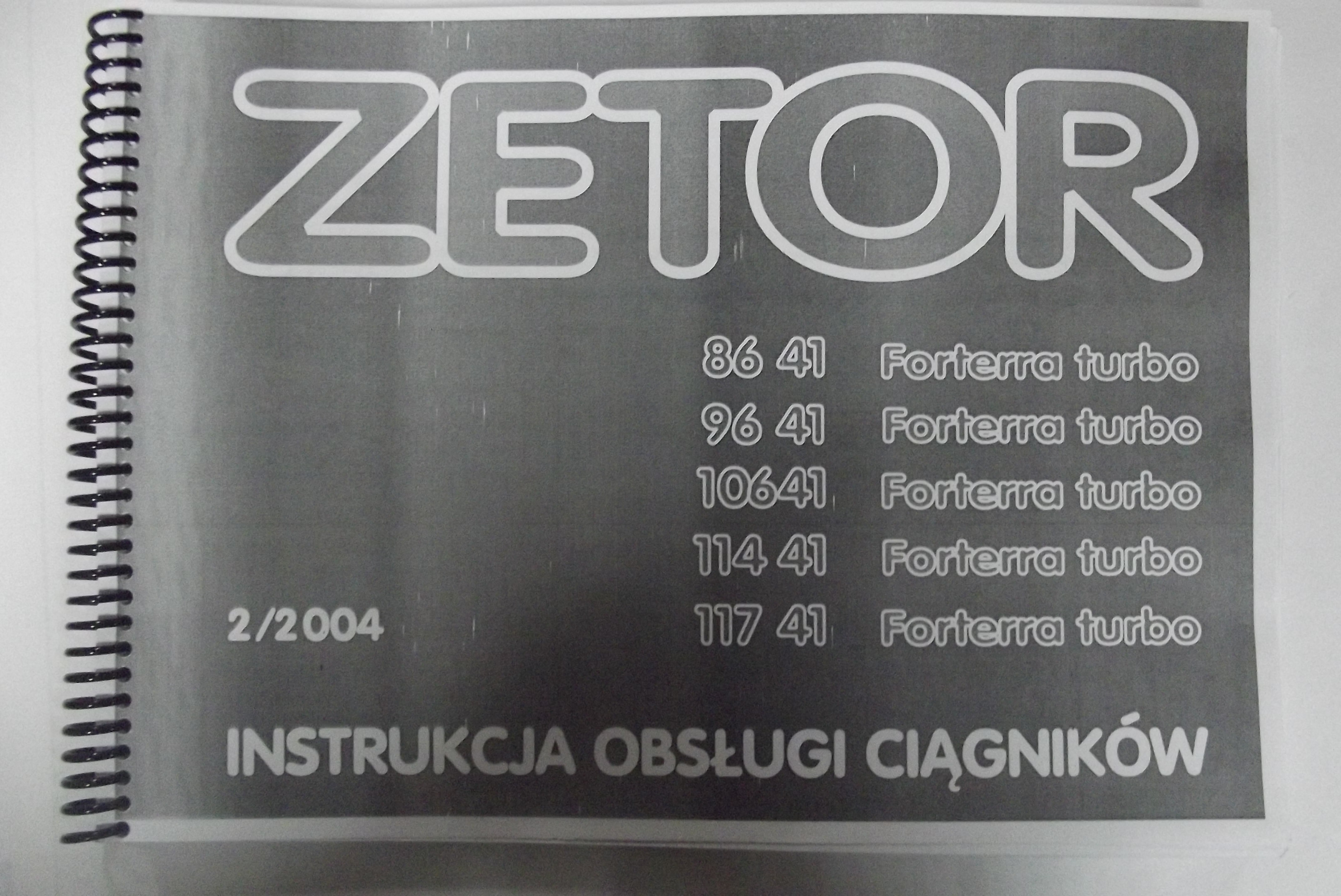 Instrukcja obsługi Zetor FORTERRA TURBO 8641,9641,10641,11441,11741   — zdjęcie 1